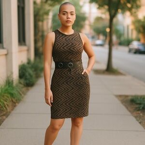 Forever 21 Women Knit Dress, Brown/Black, Size M